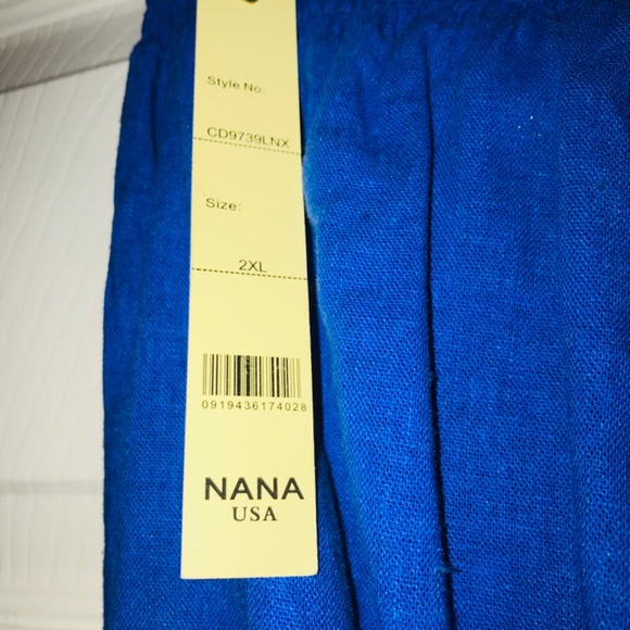NWT- Nana USA Royal Blue Summer Pantsuit/Jumpsuit w/Rouching/Halter Top Sz: 2XL - Picture 4 of 11